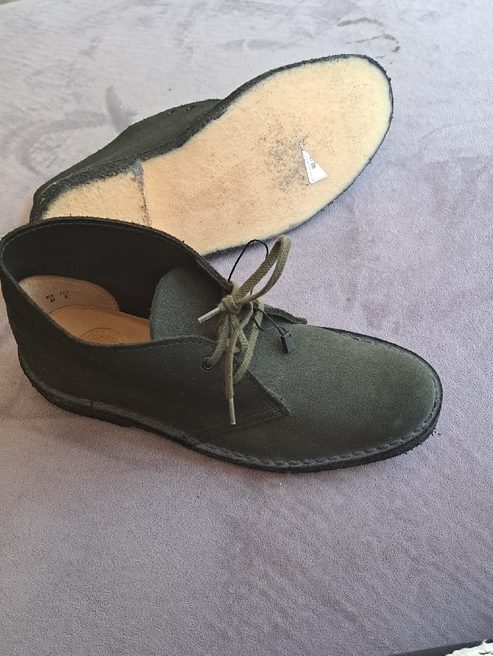 Authentic UK-made Clarks Olive Suede Desert Boots for Women
